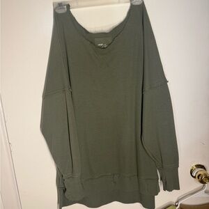 Aerie Olive Crew Neck Sweater